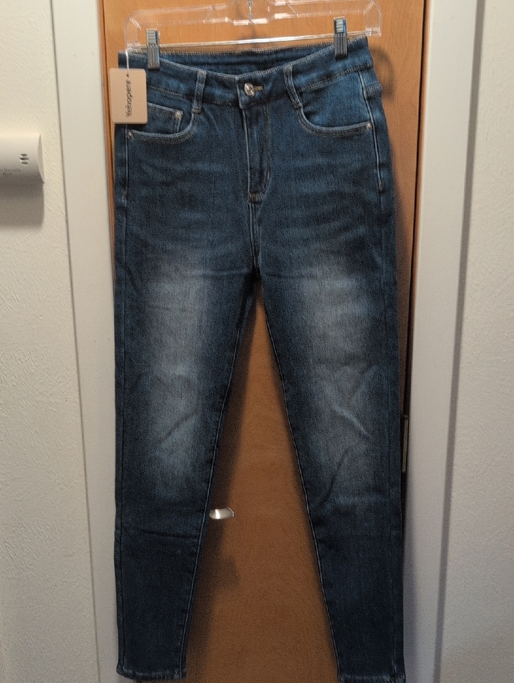 Yehopere Brand Dark Indigo Denim Jeans with Contrast Stitching